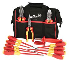 WIHA 32878 Insulated Tool Set, 13 Pcs of Compound Cutters, Cable Strip Knife, Long Nose & Combination Pliers