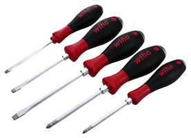WIHA 53075 Juego Desarmadores, Uso Extra Rudo, Agarre Acojinado, 5 Piezas de 4.4 a 6.5mm Plano, #1, #2 PH