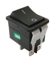 E-SWITCH WB24GE1121 Rocker Switch, On-On, DPDT, Non Illuminated, Black, WB2 Series