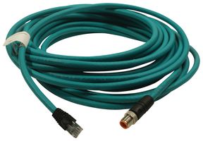 Sensor Cable, Ethernet, M12 Plug, RJ45 Plug, 8 Positions, 10 m, 32.8 ft