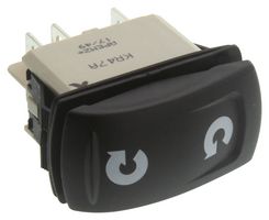 APEM KR472AKXXA12NQRXX9R Rocker Switch, Non Illuminated, DPDT, (On)-Off-(On), Black, Panel Mount, 5 A