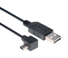 L-COM CAA-90LMB5-2M Cable USB, Tipo A Macho a Mini Tipo B Macho 90°, 2 m, 6.6 ft, USB 2.0, Negro