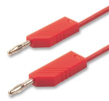 HIRSCHMANN TEST AND MEASUREMENT 934058101 Banana Test Lead, 4mm Stackable Banana Plug, 4mm Stackable Banana Plug, 9.8 ", 250 mm, Red, 16 A
