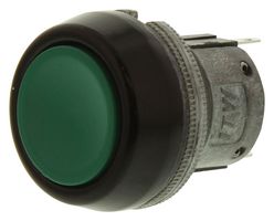 ITW SWITCHES 76-9410/439088G Industrial Pushbutton Switch, 76-94 Series, 22.5 mm, SPDT-DB, Round Flush, Green
