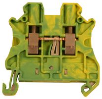 SCHNEIDER ELECTRIC NSYTRV22PE DIN Rail Mount Terminal Block, 2 Positions, 26 AWG, 12 AWG, 4 mm², Screw