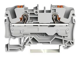 WAGO 2206-1201 DIN Rail Mount Terminal Block, 2 Positions, 20 AWG, 8 AWG, 6 mm², Clamp, 41 A
