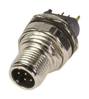 HARTING 21033211830 Sensor Connector, M12, Male, 8 Positions, PCB Pin, Straight Panel Mount