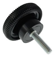 DAVIES MOLDING 3050FX Knob, Projected Stud, Threaded Shaft, 10 mm, Phenolic, Round Knurled, 45 mm, 3050 Series