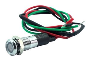 MALLORY FL1M-8FW-1-D-ERG12V Multicolour Panel Indicators, Wire Lead Terminals, Red, Green, 8 mm, R 20mA, G 20mA, R 12V, G 12V