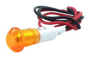 MALLORY FL1P-10NW-2-Y3V LED Panel Mount Indicator, Wire Lead Terminals, Yellow, 3 V, 10 mm, 20 mA, 1.5 cd, IP50