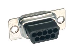 L-COM C&P9F D Sub Connector Housing, 9 Positions, D Sub, DE, C&PF Series, Receptacle, Steel Body