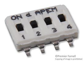APEM IKN0403000 DIP / SIP Switch, Flush Slide, 4 Circuits, Slide, Surface Mount, SPST, 24 V, 100 mA