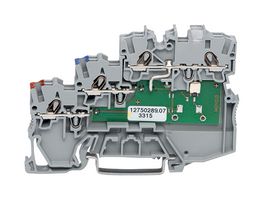 WAGO 2000-5311/1102-950 DIN Rail Mount Terminal Block, W/ LED, 8 Positions, 24 AWG, 16 AWG, 1.5 mm², Push In, 13.5 A