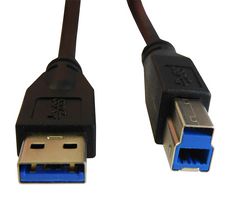 STEWART CONNECTOR SC-3ABK003F USB Cable, Type A Plug to Type B Plug, 914 mm, 36 ", USB 3.0, Black