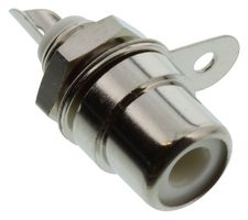 SWITCHCRAFT/CONXALL BPJF03X RCA (Phono) Audio / Video Connector, 2 Contacts, Jack, Nickel Plated Contacts, Brass Body, White