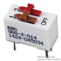 ERG COMPONENTS SDS-2-014 DIP / SIP Switch, Raised Slide, 2 Circuits, Slide, Through Hole, SPST, 100 V, 1 A