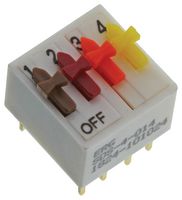 ERG COMPONENTS SDS-4-014 DIP / SIP Switch, Raised Slide, 4 Circuits, Slide, Through Hole, SPST, 100 V, 1 A