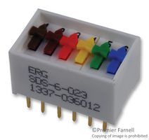 ERG COMPONENTS SDS-6-023 DIP / SIP Switch, Raised Slide, 6 Circuits, Slide, Through Hole, SPST, 100 V, 1 A