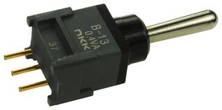 NKK SWITCHES B13AP Toggle Switch, On-Off-On, SPDT, Non Illuminated, B Series, Panel Mount, 100 mA