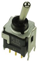 NKK SWITCHES B22AB Toggle Switch, On-On, DPDT, Non Illuminated, B Series, Panel Mount, 100 mA