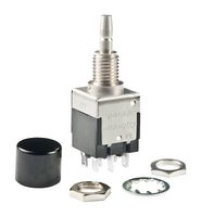NKK SWITCHES EB2061-CA Pushbutton Switch, Miniature, EB Series, 6.4 mm, DPDT, On-(On), Round, Black