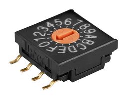 NKK SWITCHES FR02FR16P Rotary Coded Switch, Ultra Thin DIP, FR02 Series, Surface Mount, 16 Position, 5 VDC, Hexadecimal