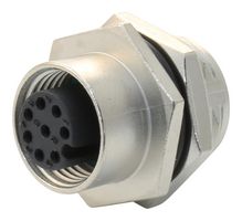 AMPHENOL LTW M12A-08PFFS-SH8001 Sensor Connector, M Series, M12, Female, 8 Positions, Solder Socket, Straight Panel Mount