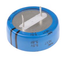 NIC COMPONENTS NEXT104Z5.5V11.5X8.5F Supercapacitor, 0.1 F, 5.5 V, PC Pin, -20%, +80%, 5.08 mm, 1000 hours @ 85°C