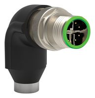 TE CONNECTIVITY 2350791-1 Sensor Connector, M12, Male, 8 Positions, Crimp Pin, Right Angle Cable Mount
