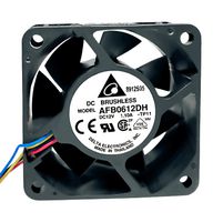 DELTA ELECTRONICS AFB0612DH-TZUT DC Axial Fan, 12 V, Square, 60 mm, 25.4 mm, Ball Bearing, 50.4 CFM