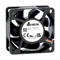DELTA ELECTRONICS QFR0624DHP0 DC Axial Fan, 24 V, Square, 60 mm, 25.4 mm, Ball Bearing, 49.5 CFM