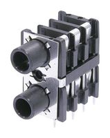 NEUTRIK NSJ12HC Phone Audio Connector, Stereo, Stacking 1/4", 12 Contacts, Jack, PCB Mount, Silver Plated Contacts
