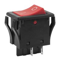 NKK SWITCHES JWM21RC2A/UCV Rocker Switch, High Inrush, On-None-Off, DPST, Non Illuminated, Panel Mount, Red, JW Series