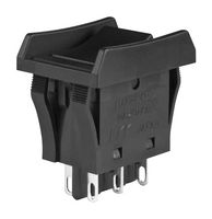 NKK SWITCHES JWM22BAA-A Rocker Switch, High Inrush, On-None-On, DPDT, Non Illuminated, Panel Mount, Black, JW Series