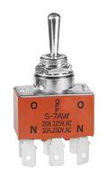 NKK SWITCHES S7AWF Toggle Switch, On-Off-On, DPDT, Non Illuminated, S Series, Panel Mount, 20 A