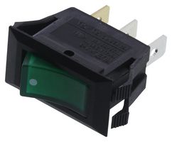 MULTICOMP PRO SPC21178 Rocker Switch, On-Off, SPST, Illuminated, Panel Mount, Green