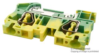PHOENIX CONTACT ST 6-PE DIN Rail Mount Terminal Block, 2 Positions, 24 AWG, 8 AWG, 10 mm², Clamp, 52 A
