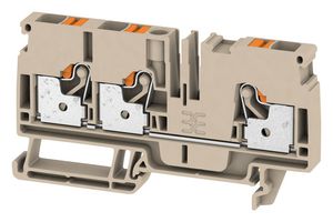WEIDMULLER 1991820000 DIN Rail Mount Terminal Block, 3 Positions, 22 AWG, 8 AWG, 6 mm², Push In, 41 A