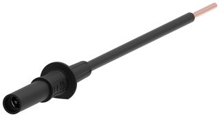 CAL TEST ELECTRONICS CT4534-0 Banana Test Connector, Jack, Cable Mount, 15 A, 1 kV, Nickel Plated Contacts, Black