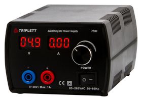 TRIPLETT PS30 Bench Power Supply, Adjustable, 1 Output, 0 V, 30 V, 1 A