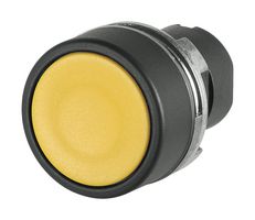 EAO 46-2131.1140.000 ACTUATOR, 22.3 MM, 29 MM, FLUSH, NON ILLUMINATED, YELLOW, PLASTIC, OPAQUE, ROUND, BLACK, PLASTIC, MOMENTARY, IP65, IK03