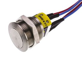 APEM AV19LP40904 Vandal Resistant Switch, SPDT, Natural, AV Series, Momentary, Solder Lug