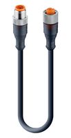 LUMBERG AUTOMATION RST 4-RKT 4-225/15 M Sensor Cable, A Coded, Black, M12 Plug, M12 Receptacle, 4 Positions, 15 m, 49 ft