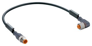 LUMBERG AUTOMATION RST 4-RKWT 4-225/5 M Sensor Cable, M12 Plug, 90° M12 Receptacle, 4 Positions, 5 m, 16.4 ft, RST-RKWT Series