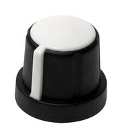 DAVIES MOLDING 1231-L Knob, Round Shaft, 6 mm, Thermoplastic Elastomer, Round with Indicator Line, 20 mm, 1231 Series