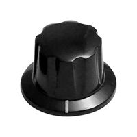 DAVIES MOLDING 1910EY Knob, Set Screw, Threaded Shaft, 5 mm, Phenolic, Round Skirted with Indicator Line, 19 mm