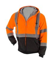 MAJESTIC 75-5332/M High Visibility Hooded Sweatshirt, 100% Polyester, Medium, Black / Orange