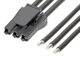 MOLEX 216011-1032 Cable Assembly, Super Sabre Receptacle to Free End, 3 Positions, 7.5 mm, 1 Row, 300 mm, 11.8 "