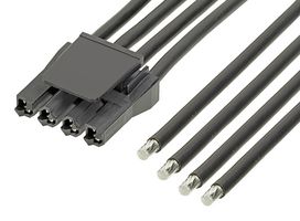 MOLEX 216011-1042 Cable Assembly, Super Sabre Receptacle to Free End, 4 Positions, 7.5 mm, 1 Row, 300 mm, 11.8 "
