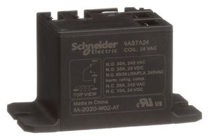 SCHNEIDER ELECTRIC/LEGACY RELAY 9AS7A24 Power Relay, SPDT, 24 VAC, 30 A, Harmony 9A Series, Panel Mount, Non Latching
